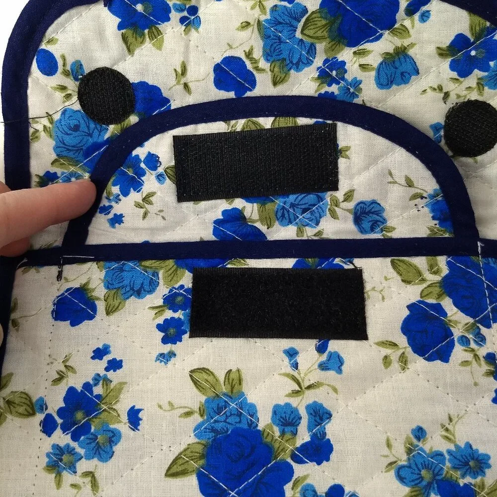 Quilted Blue Floral Wallet Checkbook Cards Pouch Cottagecore Farmhouse Hippie